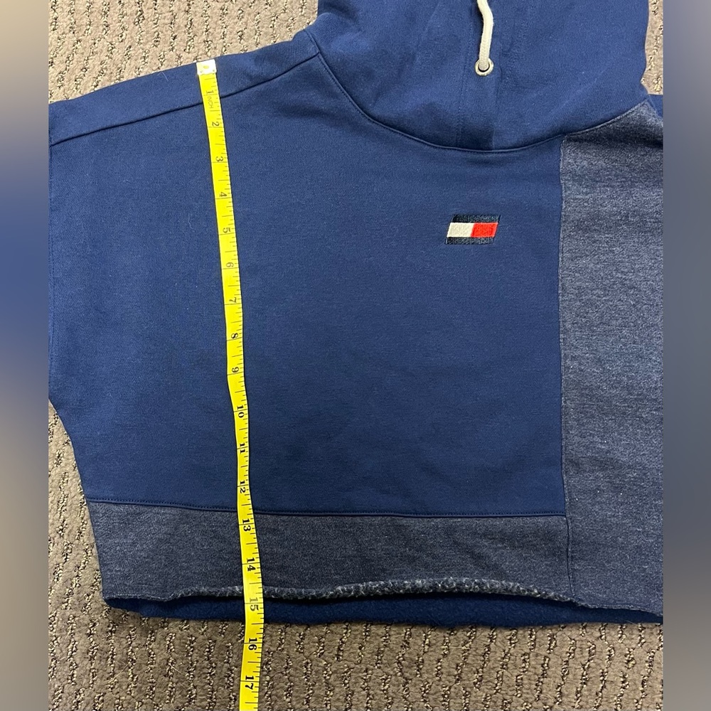 Tommy Hilfiger Sport Blue Cropped Hoodie Shirt - Picture 7 of 8